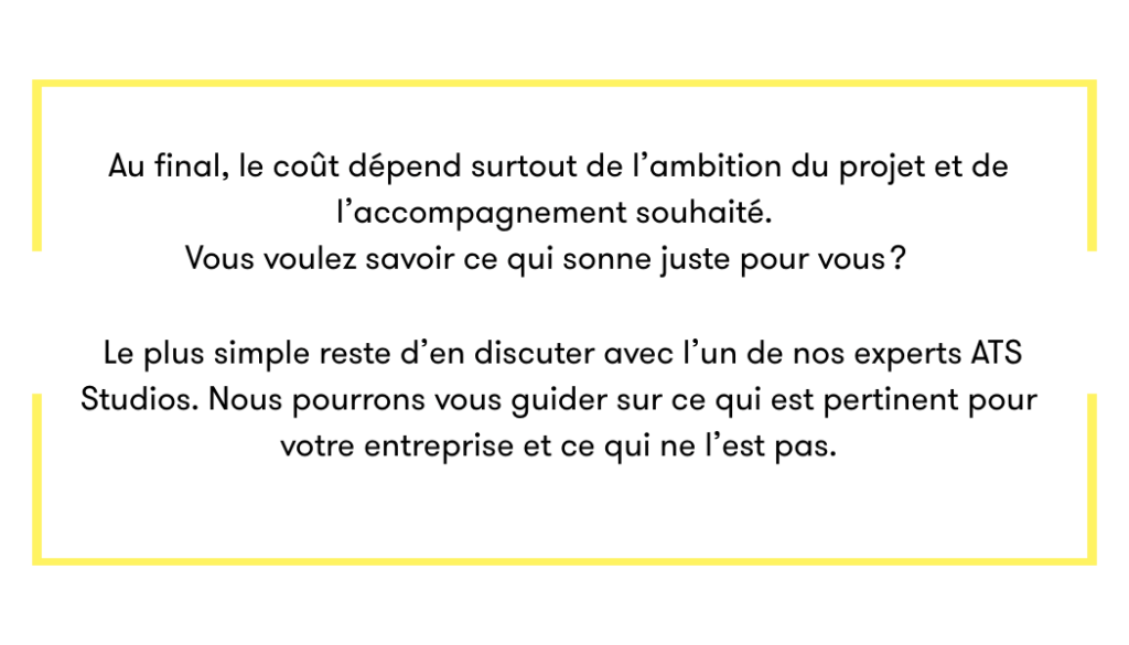 Citation ATS Studios expliquant que le co&ucirc;t d&eacute;pend de l&rsquo;ambition du projet sonore